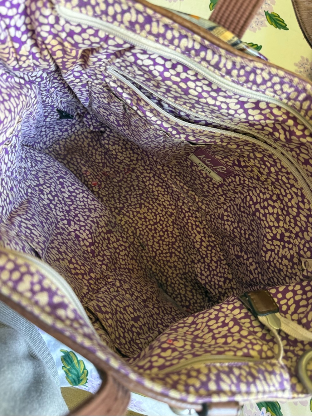 Fossil Key-Per Bird-Print Coated Canvas Shoulder Bag - Picture 5 of 11